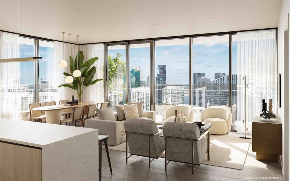 Furnished interior view inside a new home in , Miami (Image 2).