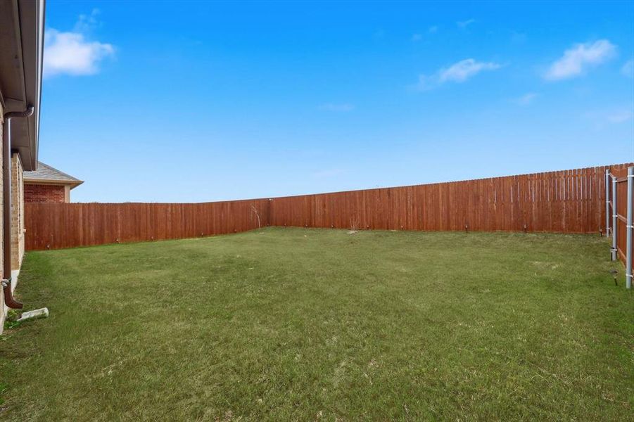 View of fenced backyard