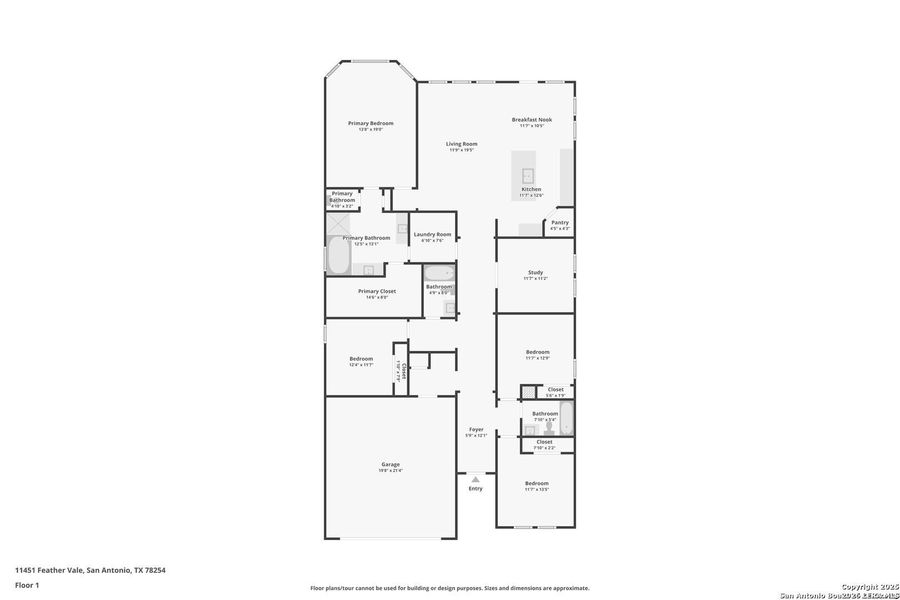 2D floor plan layout of this home in Sagebrooke - Classic Series, San Antonio, TX (Image 5).
