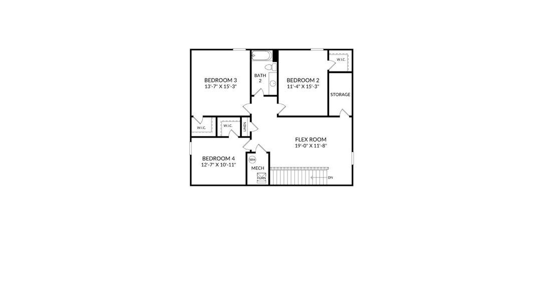 2D floor plan layout for the The Jefferson by Stanley Martin Homes in Rosinburg Glen, Zebulon, NC (Image 6).