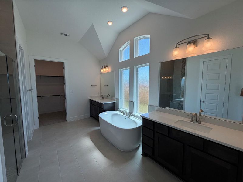 Primary Bath retreat with dual vanities & soaking tub Primary Bath retreat with dual vanities & soaking tub