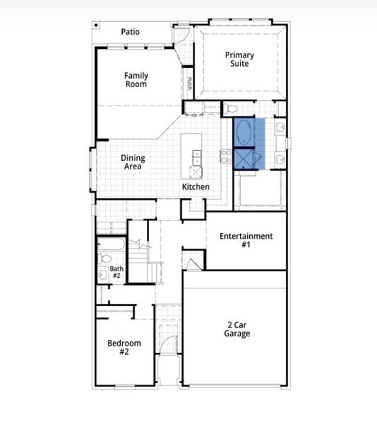 2D floor plan layout for the Griffith by Highland Homes in Midline, Webster, TX (Image 20).