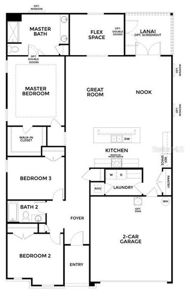2D floor plan layout of this home in Mount Plymouth Greens, Sorrento, FL (Image 4).