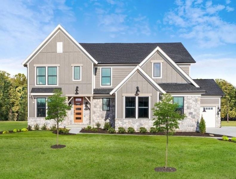Front exterior of a new home in Woodberry, Canton, GA, highlighting curb appeal (Image 1).