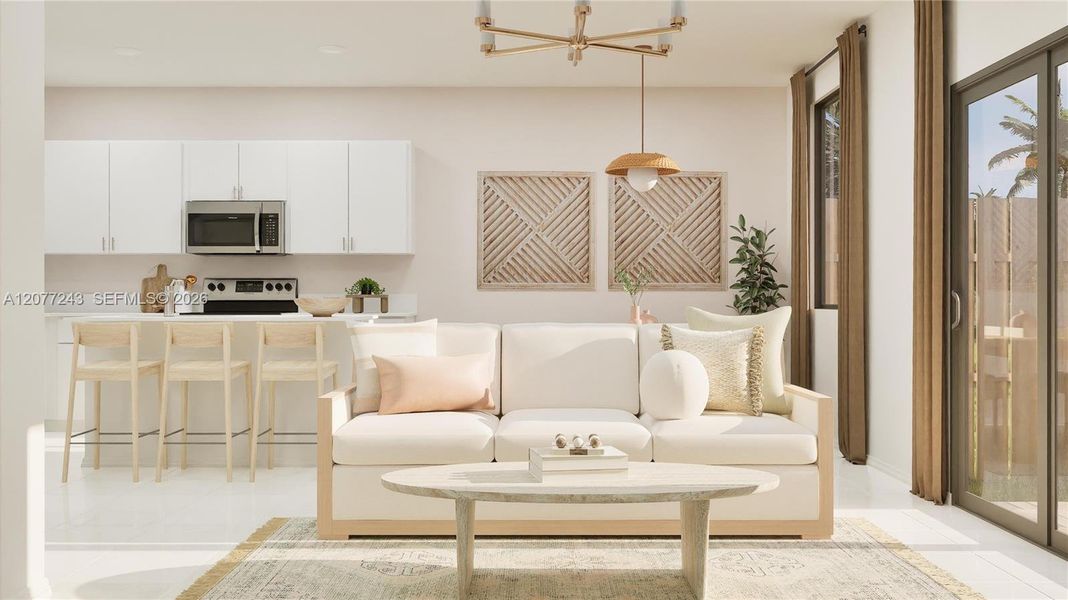 Furnished interior view inside a new home in Sunscapes, Florida City (Image 3). Furnished interior view inside a new home in Sunscapes, Florida City (Image 3).