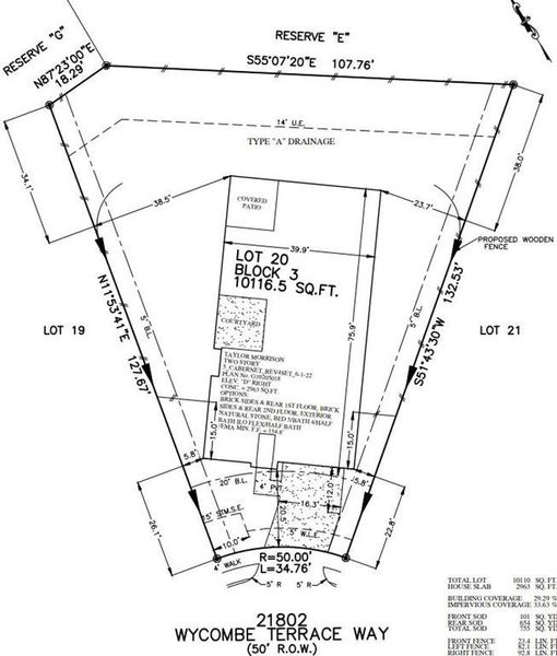 21802 Wycombe Terrace preliminary plot plan