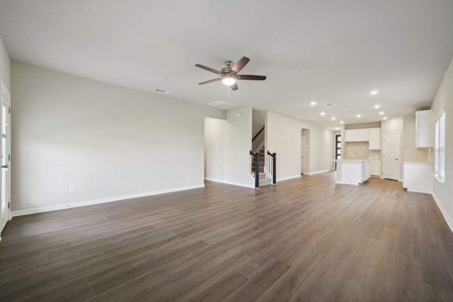 Dining room and living room in the Matador floorplan in the Meritage Homes community.