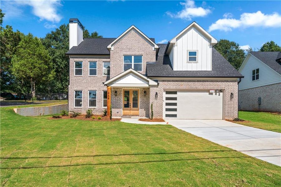 Front exterior of a new home in , Lawrenceville, GA, highlighting curb appeal (Image 25). Front exterior of a new home in , Lawrenceville, GA, highlighting curb appeal (Image 25).