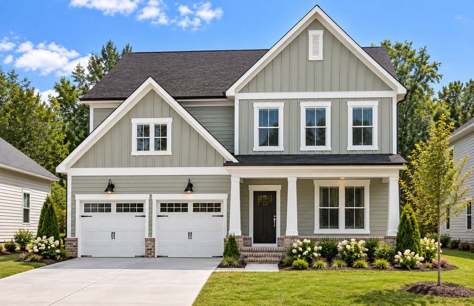 Representative exterior photo of a completed home built from the Mercer by Pulte Homes in Mailman Post, Knightdale, NC (Image 19).
