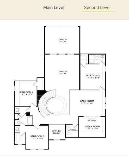 2D floor plan layout of this home in Parmer Ranch 60, Georgetown, TX (Image 3).