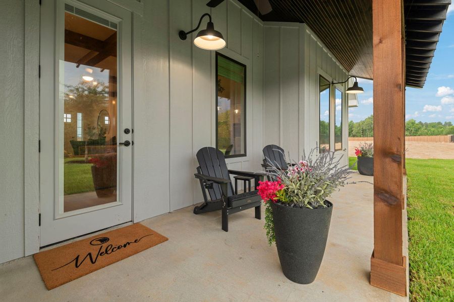 Exterior details and patio area of a home in Magnolia Woods - 70', Magnolia (Image 3).