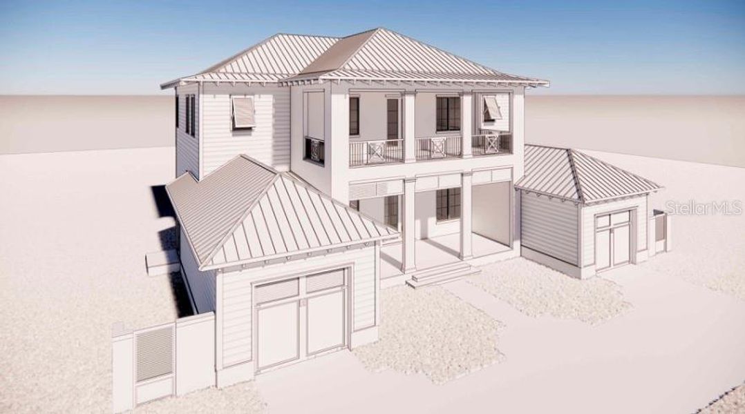 Exterior rendering of this home design in , New Smyrna Beach, FL (Image 5). Exterior rendering of this home design in , New Smyrna Beach, FL (Image 5).