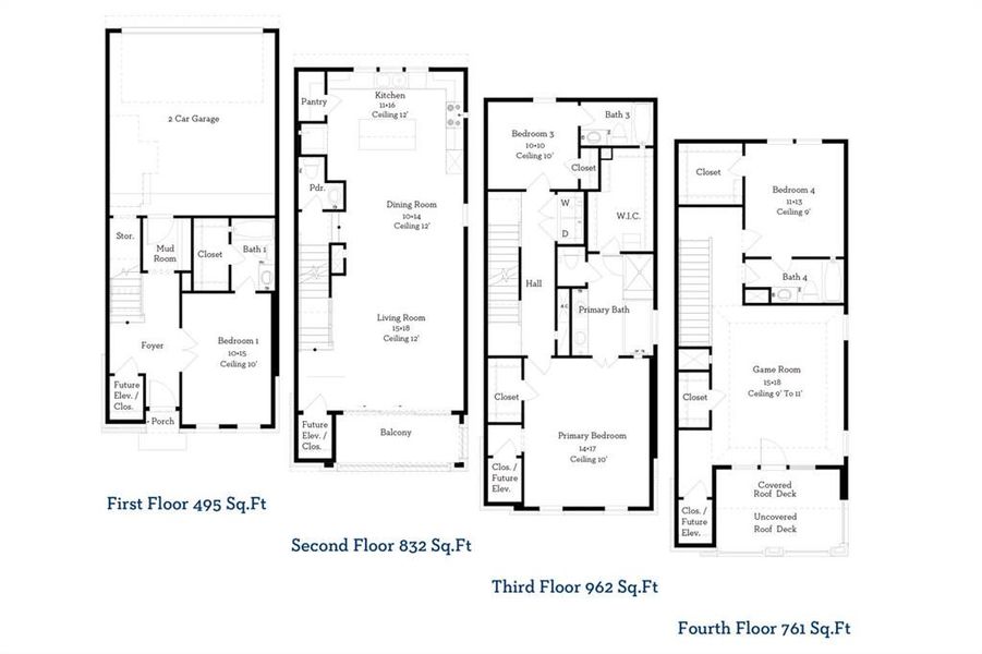 Floor plan of this four-bedroom/four-and-one-half bath home under construction.  Look how big the game room is!