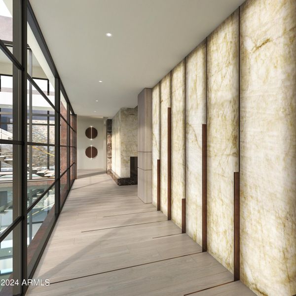 ENTRY HALLWAY BACKLIT STONE WALL SLABS ENTRY HALLWAY BACKLIT STONE WALL SLABS