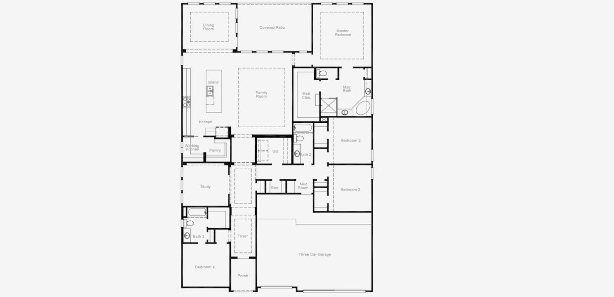 2D floor plan layout for the Groveton by Coventry Homes in Parkside on the River, Georgetown, TX (Image 3).