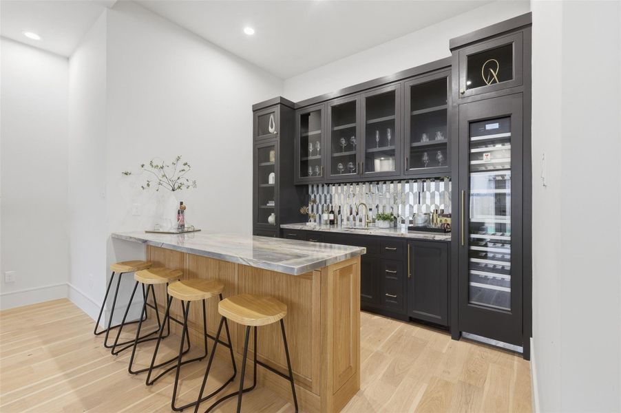 Luxury bar off the living room for easy entertainment