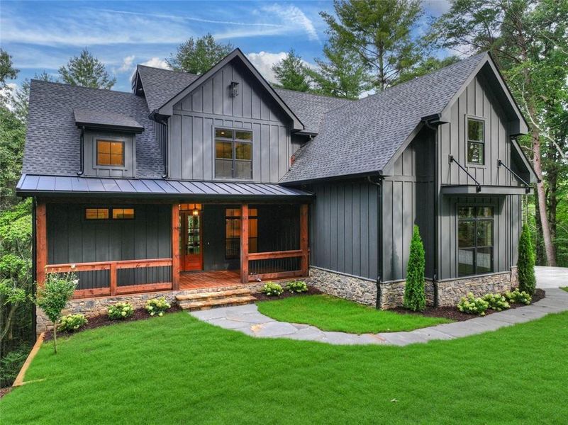 Front exterior of a new home in , Ellijay, GA, highlighting curb appeal (Image 2). Front exterior of a new home in , Ellijay, GA, highlighting curb appeal (Image 2).
