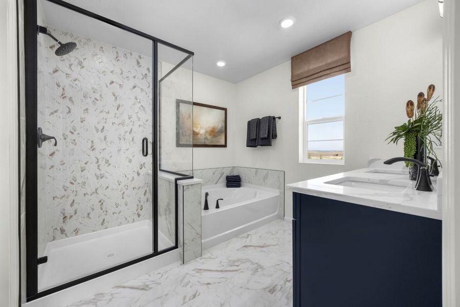 Tub and separate shower at primary bath