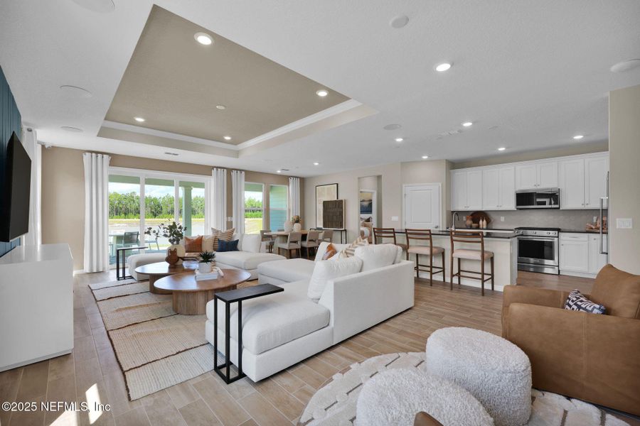 Furnished interior view inside a new home in Del Webb Wildlight, Yulee (Image 10). Furnished interior view inside a new home in Del Webb Wildlight, Yulee (Image 10).