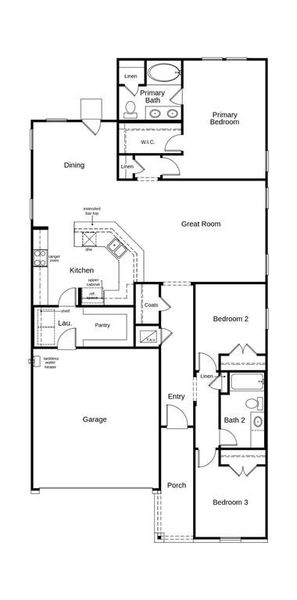 This floor plan features 3 bedrooms, 2 full baths and over 1,600 square feet of living space. This floor plan features 3 bedrooms, 2 full baths and over 1,600 square feet of living space.
