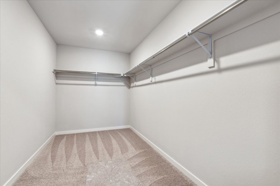 A white room with a carpet and a metal railing.