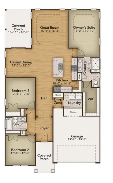 2D floor plan layout of this home in Terrapin, Leland, NC (Image 3).