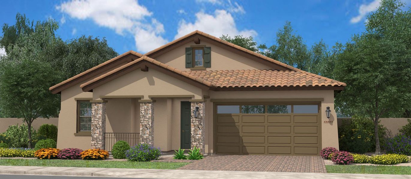 Representative exterior photo of a completed home built from the Rockaway by Fulton Homes in North Shore at Promenade, Queen Creek, AZ (Image 5).