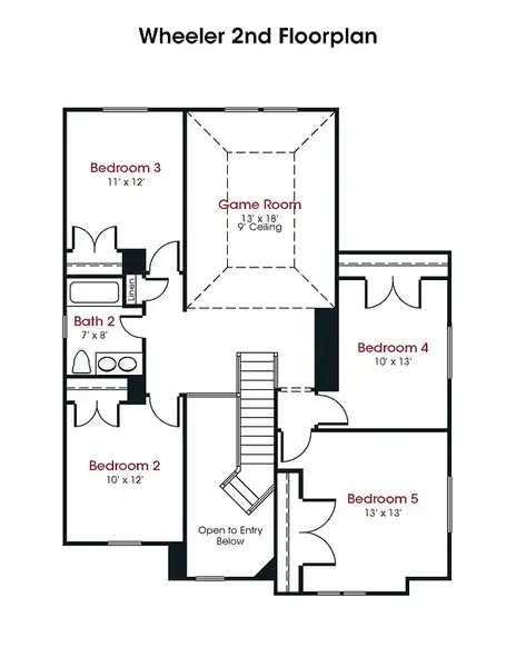 2D floor plan layout for the Wheeler by Kendall Homes in Russell Ranch, Bay City, TX (Image 4). 2D floor plan layout for the Wheeler by Kendall Homes in Russell Ranch, Bay City, TX (Image 4).
