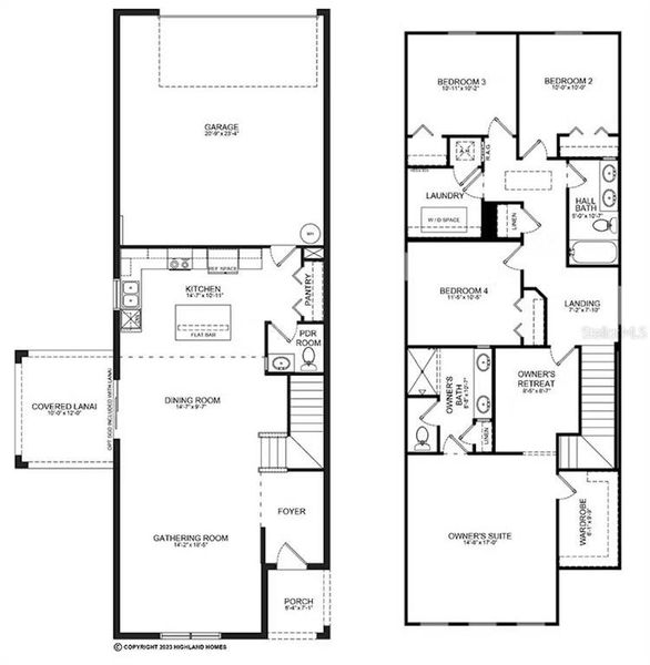 2D floor plan layout of this home in Bridge Pointe, St. Cloud, FL (Image 2). 2D floor plan layout of this home in Bridge Pointe, St. Cloud, FL (Image 2).