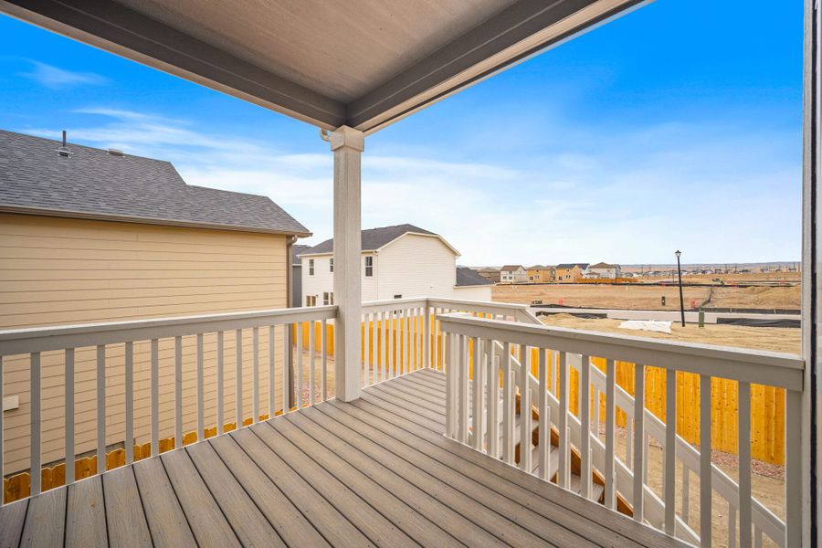 Exterior details and patio area of a home in Ridge at Lorson Ranch, Colorado Springs (Image 4).