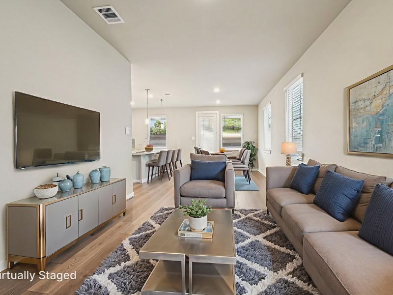 Furnished interior view inside a new home in Parkway Commons - City Series, Missouri City (Image 5). Furnished interior view inside a new home in Parkway Commons - City Series, Missouri City (Image 5).