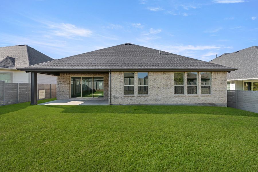 Exterior details and patio area of a home in Inspiration Collection 60 at Painted Tree, McKinney (Image 3). Exterior details and patio area of a home in Inspiration Collection 60 at Painted Tree, McKinney (Image 3).