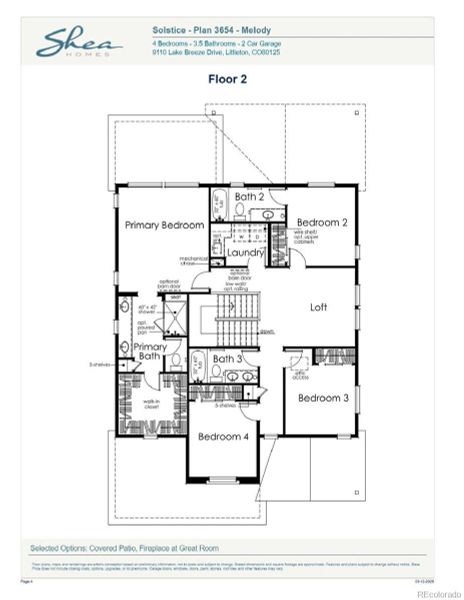2D floor plan layout of this home in Harmony at Solstice, Littleton, CO (Image 4).