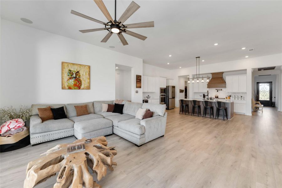 Living room includes wired surround sound. Living room includes wired surround sound.