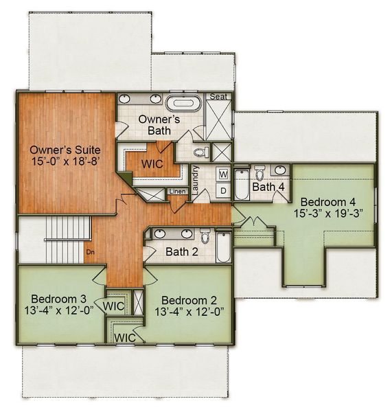 2D floor plan layout for the Azalea by Homes by Dickerson in Nexton, Summerville, SC (Image 6).