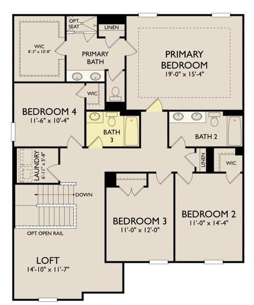 2D floor plan layout of this home in Langston Reserve, Cartersville, GA (Image 4).