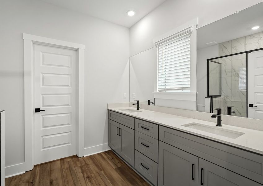 Large master bathroom.