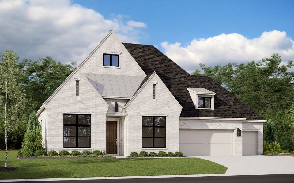 Representative exterior photo of a completed home built from the 5012 by Tradition Homes in Mosaic – 70′ Lots, Prosper, TX (Image 1). Representative exterior photo of a completed home built from the 5012 by Tradition Homes in Mosaic – 70′ Lots, Prosper, TX (Image 1).