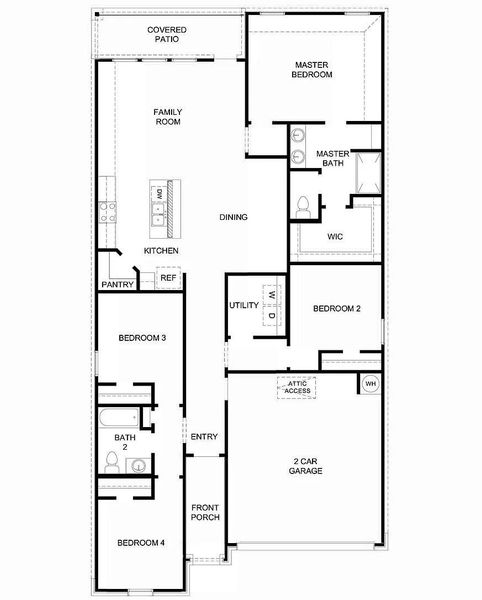 A highly efficient and well-designed floor plan with no wasted space, featuring an open layout that thoughtfully balances shared living areas and private spaces.
