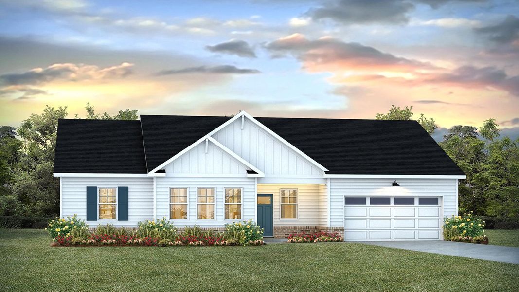 Representative exterior photo of a completed home built from the Mills by D.R. Horton in Fairhaven, Statesboro, GA (Image 1). Representative exterior photo of a completed home built from the Mills by D.R. Horton in Fairhaven, Statesboro, GA (Image 1).