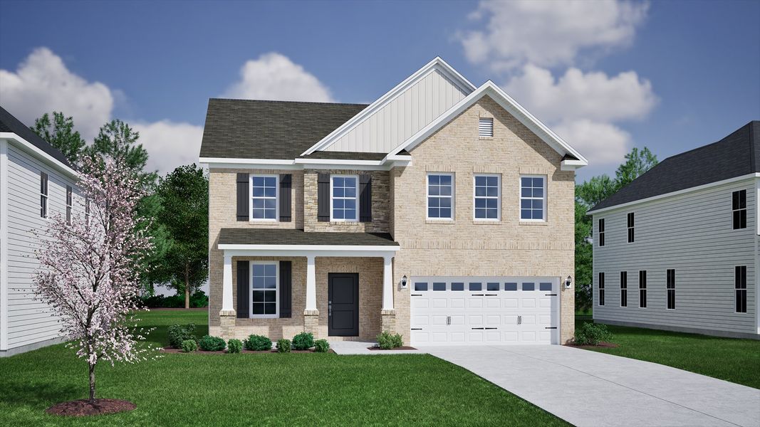 Representative exterior photo of a completed home built from the Cooper - Vanguard Collection by Mungo Homes in Windsor Forest, Anderson, SC (Image 21).