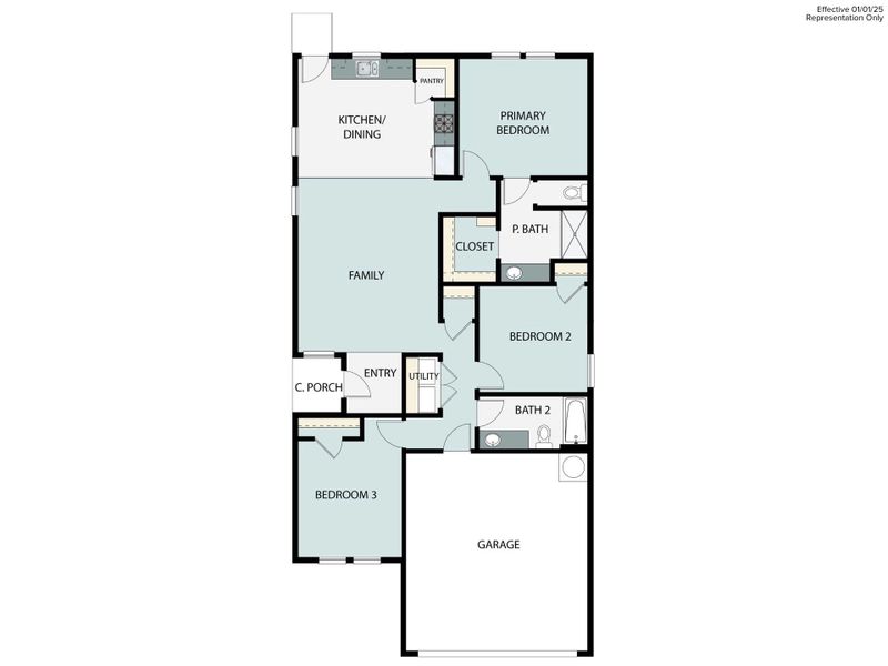 2D floor plan layout for the Hunters Ranch 1306 by Brohn Homes in Hunters Ranch, San Antonio, TX (Image 3).