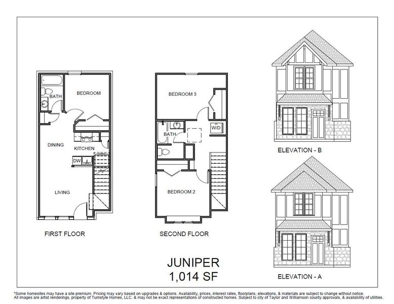 Juniper A & B Elevations & floor plan