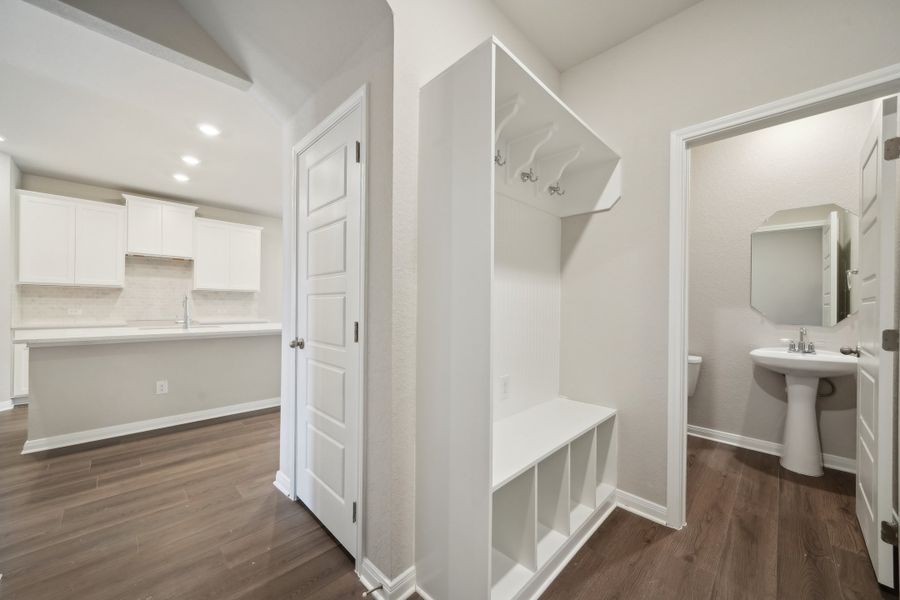 Kitchen and foyer in the Matador floorplan in the Meritage Homes community.