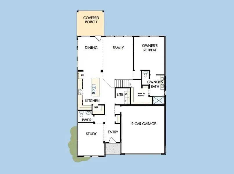 2D floor plan layout for the The Rosemary by David Weekley Homes in Legacy, League City, TX (Image 3).