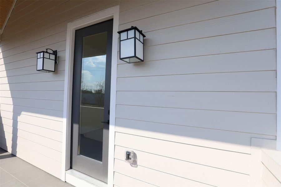 Primary suite balcony, brightened by 2 pendant lights. Primary suite balcony, brightened by 2 pendant lights.