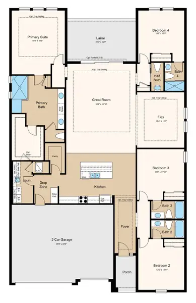 2D floor plan layout of this home in Hammock at Two Rivers, Zephyrhills, FL (Image 2). 2D floor plan layout of this home in Hammock at Two Rivers, Zephyrhills, FL (Image 2).