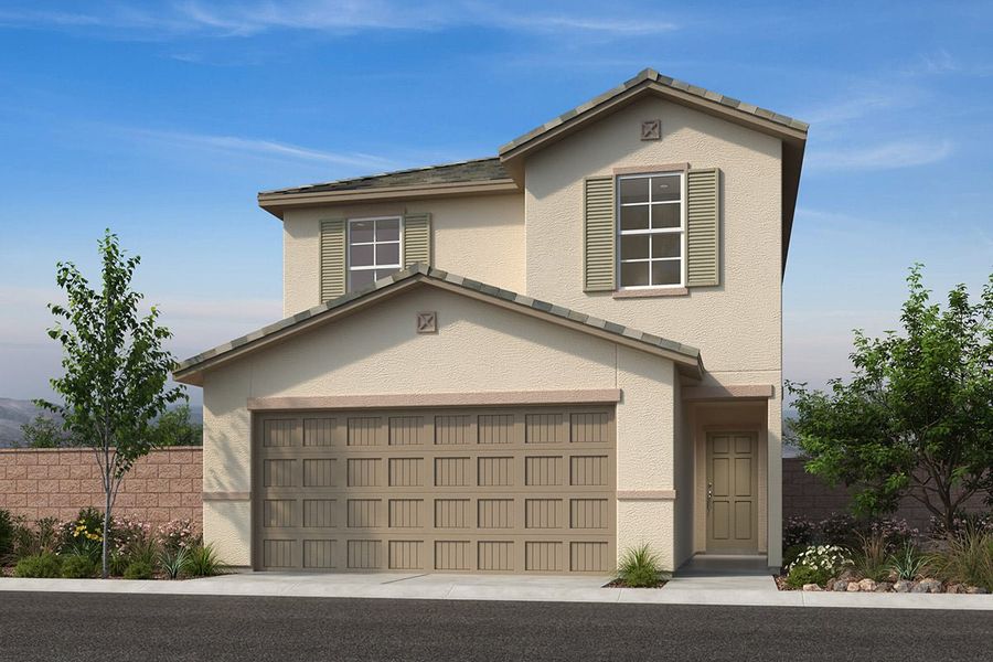 Representative exterior photo of a completed home built from the 1590 by KB Home in The Landings at Rancho Del Lago, Vail, AZ (Image 7).