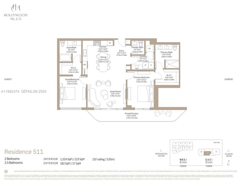 2D floor plan layout of this home in , Hollywood, FL (Image 4).