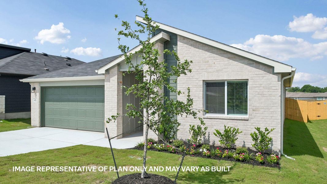 Front exterior of a new home in Southgrove, Kyle, TX, highlighting curb appeal (Image 16). Front exterior of a new home in Southgrove, Kyle, TX, highlighting curb appeal (Image 16).
